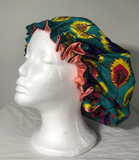 Authentic Ankara Print Fabric Hair Bonnet Satin Lined Sleep Cap Night Sleep Hat - Beauty Fleet