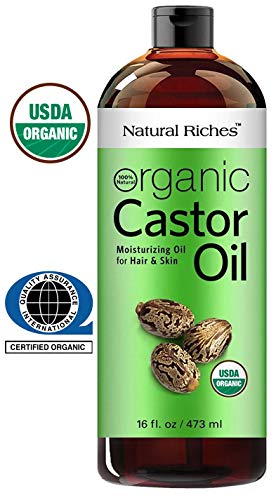 Thick Hair Organic Castor Oil Cold pressed for Hair Loss & Dandruff 100% Pure, USDA Certified Hexane-Free 16 oz. Moisturizes Heals Dry Skin, For Scalp, Skin, Hair growth, Thicker Eyelashes & Eyebrows - Beauty Fleet