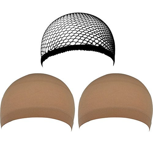eBoot 3 Pack Wig Caps (Neutral Nude Beige and Black Mesh) - Beauty Fleet