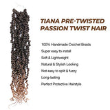 Passion Twist Hair Ombre Blonde 8 Packs(12 strands/pack) Pre-Looped Crochet Braids (20 inch, T1B/27) - Beauty Fleet
