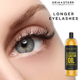 Aria Starr Castor Oil Cold Pressed - 16 FL OZ - BEST 100% Pure Hair Oil For Hair Growth, Face, Skin Moisturizer, Scalp, Thicker Eyebrows And Eyelashes - Beauty Fleet