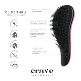 Crave Naturals Glide Comb & Hair Brush for Natural, Curly, Straight, Wet or Dry Hair (PINK) - Beauty Fleet