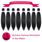 Pre Stretched Synthetic Jumbo Braiding Hair 8 Packs Yaki Texture Itch Free Hot Water Setting Low Tempreture Kanekalon (20"8Pcs, 1B natural) - Beauty Fleet