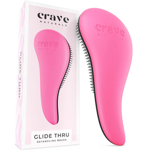 Crave Naturals Glide Comb & Hair Brush for Natural, Curly, Straight, Wet or Dry Hair (PINK) - Beauty Fleet