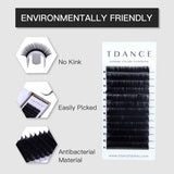 TDANCE Premium D Curl 0.18mm Thickness Semi Permanent Individual Eyelash Extensions Silk Volume Lashes Professional Salon Use Mixed 14-19mm Length In One Tray (D-0.18,14-19mm) - Beauty Fleet