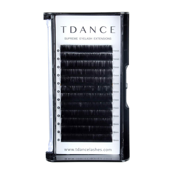 TDANCE Premium D Curl 0.18mm Thickness Semi Permanent Individual Eyelash Extensions Silk Volume Lashes Professional Salon Use Mixed 14-19mm Length In One Tray (D-0.18,14-19mm) - Beauty Fleet