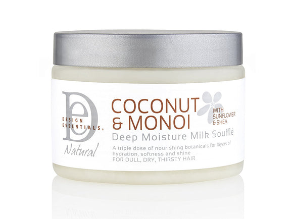 Design Essentials Deep Moisture Milk Souffle For Dull, Dry & Thirsty Hair - Coconut & Monoi Collection - 12 Oz - Beauty Fleet