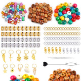 PP OPOUNT 312 Pieces Dreadlocks Beads DIY Hair Braid Accessories with 2Sizes Natural Painted Wood Beads, Braid Rings Hair Hoops, Dreadlocks Beads, Hair Clips and Other Accessories for Hair Decoration - Beauty Fleet