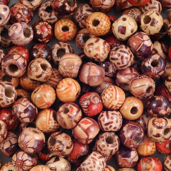 YUEAON Wholesale 200pcs 10mm Natural Painted Wood Beads Round Loose Wooden Bead Bulk Lots Ball for Jewelry Making Craft Hair DIY Macrame Rosary Bracelet Necklace Mix Color - Beauty Fleet