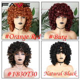 Kinky Curly Wig Synthetic With Bangs Shoulder Length Heat Resistant Fiber