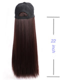 Long Synthetic Baseball Cap Wig Natural Black / Brown Naturally Connect Synthetic Hat Wig Adjustable - Beauty Fleet