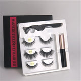 3 pairs of magnetic eyelashes + liquid eyeliner + tweezers, waterproof long lasting eyelash extension eyelash set - Beauty Fleet