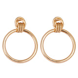 Simple Trendy Gold Color Big Round Earring Fashion Hollow Out Punk Metal Drop Earrings For Women - Beauty Fleet