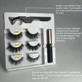 3 pairs of magnetic eyelashes + liquid eyeliner + tweezers, waterproof long lasting eyelash extension eyelash set - Beauty Fleet