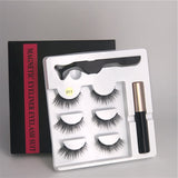 3 pairs of magnetic eyelashes + liquid eyeliner + tweezers, waterproof long lasting eyelash extension eyelash set - Beauty Fleet