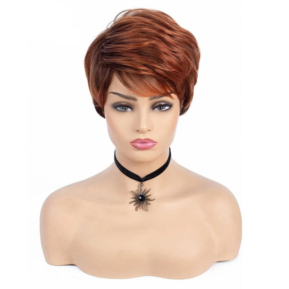 Short Synthetic Wigs with Side Bang Dark Roots Ombre - Beauty Fleet