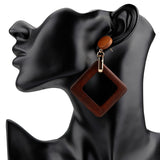 Wood Drop Earrings For Women Statement Bohemia Geometric Earrings Fashion Jewelry - Beauty Fleet