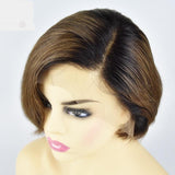13x6 Lace Front Human Hair Short Bob Wigs Pixie Cut Ombre Color Brazilian Remy Hair - Beauty Fleet