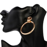 Simple Trendy Gold Color Big Round Earring Fashion Hollow Out Punk Metal Drop Earrings For Women - Beauty Fleet