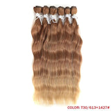 Water Wave Hair Bundles Synthetic Hair Extensions Ombre Blonde Hair Weave Bundles 6Pcs/Pack 20 inch - Beauty Fleet