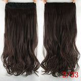 24" Long Straight Women Clip in Hair Extensions Black Brown High Tempreture Synthetic Hair Piece - Beauty Fleet