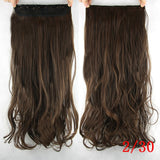 24" Long Straight Women Clip in Hair Extensions Black Brown High Tempreture Synthetic Hair Piece - Beauty Fleet