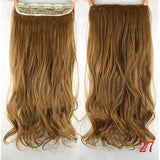 24" Long Straight Women Clip in Hair Extensions Black Brown High Tempreture Synthetic Hair Piece - Beauty Fleet