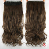 24" Long Straight Women Clip in Hair Extensions Black Brown High Tempreture Synthetic Hair Piece - Beauty Fleet