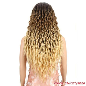 28 inch Hair Synthetic Lace Front Wigs Soft Loose Wave Hair Ombre Brown Pink Heat Resistant Hair - Beauty Fleet