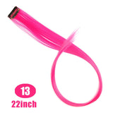 Long Straight color Hair Piece Synthetic Hair Extensions Clip In Highlight Rainbow Hair Streak Pink - Beauty Fleet