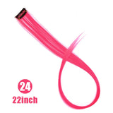 Long Straight color Hair Piece Synthetic Hair Extensions Clip In Highlight Rainbow Hair Streak Pink - Beauty Fleet