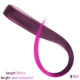 Long Straight color Hair Piece Synthetic Hair Extensions Clip In Highlight Rainbow Hair Streak Pink - Beauty Fleet