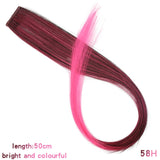 Long Straight color Hair Piece Synthetic Hair Extensions Clip In Highlight Rainbow Hair Streak Pink - Beauty Fleet