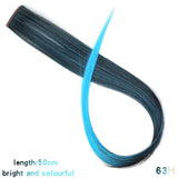 Long Straight color Hair Piece Synthetic Hair Extensions Clip In Highlight Rainbow Hair Streak Pink - Beauty Fleet