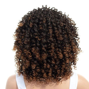 14inch Short Kinky Curly Synthetic Heat Resistant Wigs with Bangs - Beauty Fleet