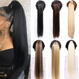 Straight Clip In Hair 24" 120g Ponytail Hairpiece With Hairpins Synthetic Hair - Beauty Fleet