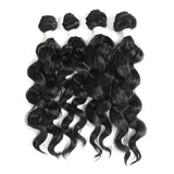 Natural Loose Wave Synthetic Hair Weave Bundles 4Pcs/Pack 16-18inch Ombre Brown High Temperature Fiber Hair Extensions - Beauty Fleet