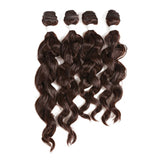 Natural Loose Wave Synthetic Hair Weave Bundles 4Pcs/Pack 16-18inch Ombre Brown High Temperature Fiber Hair Extensions - Beauty Fleet