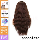 Long Wavy Wigs Synthetic Hair orange Brown Wigs with Bangs Heat Resistant Wig - Beauty Fleet