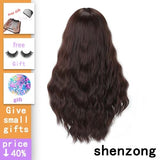 Long Wavy Wigs Synthetic Hair orange Brown Wigs with Bangs Heat Resistant Wig - Beauty Fleet