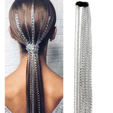 Bohemian Aluminum Silver Hair Extensions Clip Multi strand Long Tassel Chain Bridal Wedding Hair Accessories Headwear - Beauty Fleet