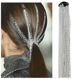 Bohemian Aluminum Silver Hair Extensions Clip Multi strand Long Tassel Chain Bridal Wedding Hair Accessories Headwear - Beauty Fleet