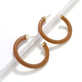 White/Brown Color Unique Design C-type Wooden Circle Earrings Ethnic Geometric Statement Drop Earrings Fashion Jewelry - Beauty Fleet