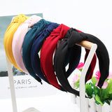 Solid Color Knot Headbands for Women Simple Fabric Girls Hairband Women Hair Accessories Wide Side Hair Band - Beauty Fleet