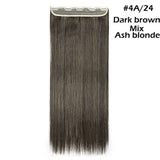 22"24"26"30" long straight 5 clip in one piece hair extension synthetic - Beauty Fleet