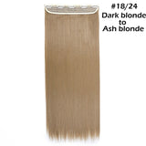 22"24"26"30" long straight 5 clip in one piece hair extension synthetic - Beauty Fleet