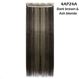 22"24"26"30" long straight 5 clip in one piece hair extension synthetic - Beauty Fleet