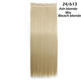 22"24"26"30" long straight 5 clip in one piece hair extension synthetic - Beauty Fleet