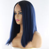 Yaki Straight Lace Front Synthetic Hair Wigs High Temperature Fiber Middle Part - Beauty Fleet
