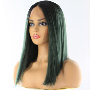 Yaki Straight Lace Front Synthetic Hair Wigs High Temperature Fiber Middle Part - Beauty Fleet